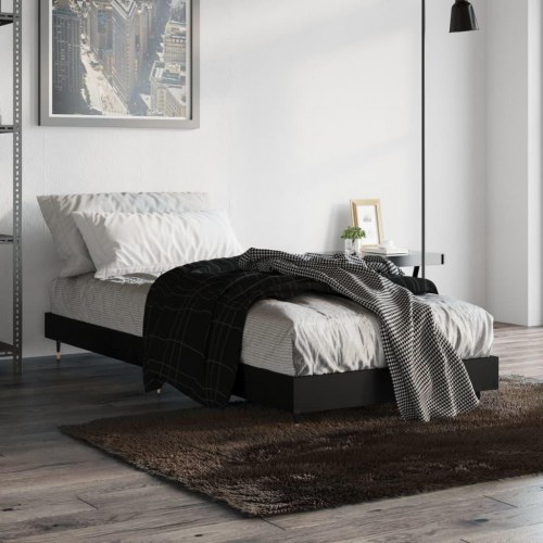 Sengeramme 75 x 190 cm i konstrueret træ - sort