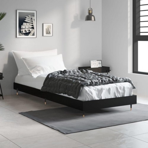 Sengeramme 75 x 190 cm i konstrueret træ - sort
