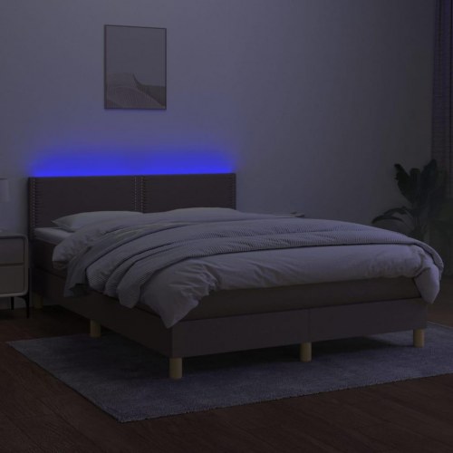Kontinentalseng med LED-lys 140x190 cm stof gråbrun