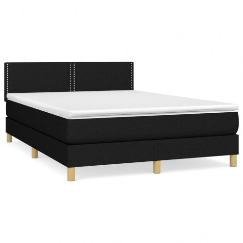 Kontinentalseng med madras 140×190 cm - stof, sort