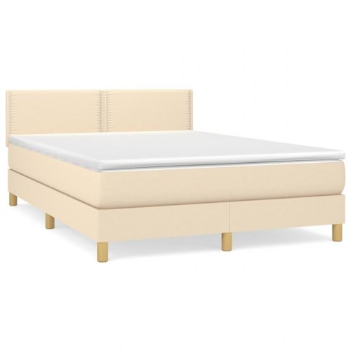 Kontinentalseng med madras 140x190 cm - stof, cremefarvet