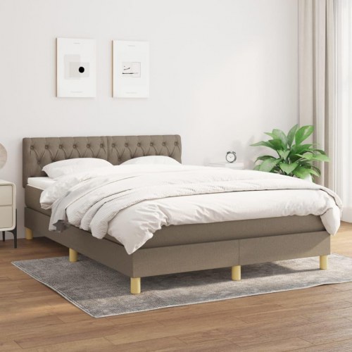 Kontinentalseng med madras 140x190 cm - stof gråbrun