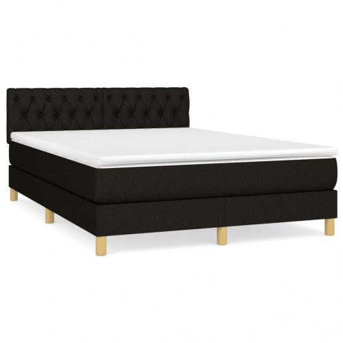 Kontinentalseng med madras 140x190 cm - stof, sort
