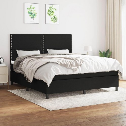 Kontinentalseng med madras 180x200 cm - stof, sort