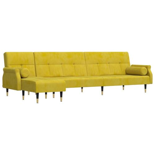 Sovesofa med chaiselong 271x140x70 cm velour gul
