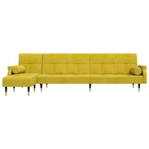 Sovesofa med chaiselong 271x140x70 cm velour gul