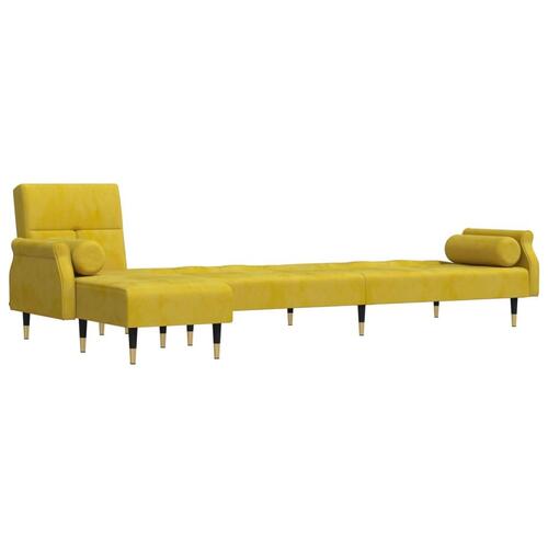 Sovesofa med chaiselong 271x140x70 cm velour gul