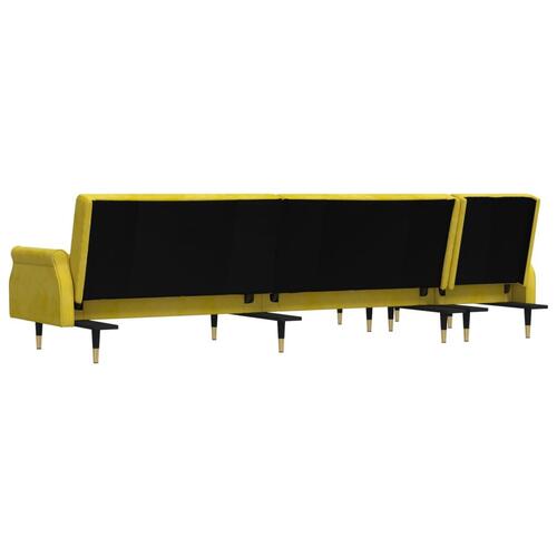 Sovesofa med chaiselong 271x140x70 cm velour gul
