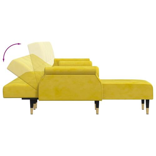 Sovesofa med chaiselong 271x140x70 cm velour gul