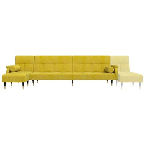 Sovesofa med chaiselong 271x140x70 cm velour gul