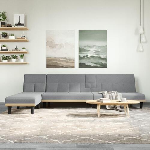 Sovesofa med chaiselong 255x140x70 cm stof lysegrå