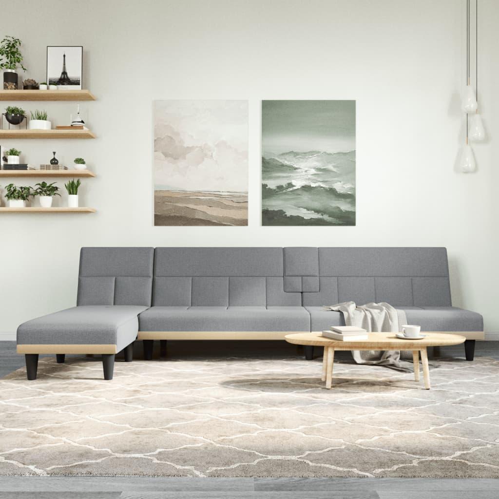 Sovesofa med chaiselong 255x140x70 cm stof lysegrå