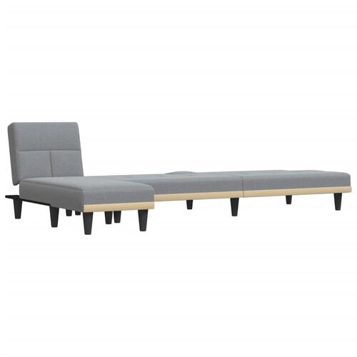 Sovesofa med chaiselong 255x140x70 cm stof lysegrå