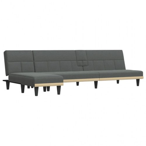 L-formet sovesofa med chaiselong 255 x 140 x 70 cm stof mørkegrå