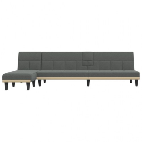 L-formet sovesofa med chaiselong 255 x 140 x 70 cm stof mørkegrå