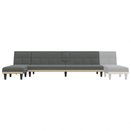 L-formet sovesofa med chaiselong 255 x 140 x 70 cm stof mørkegrå