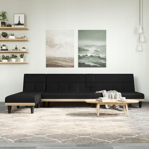 Sovesofa med chaiselong 255x140x70 cm stof sort