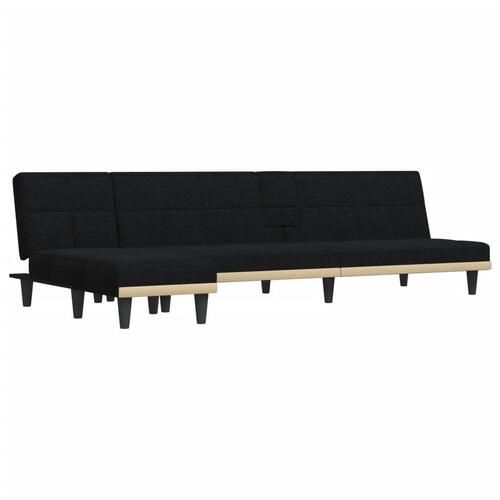 Sovesofa med chaiselong 255x140x70 cm stof sort