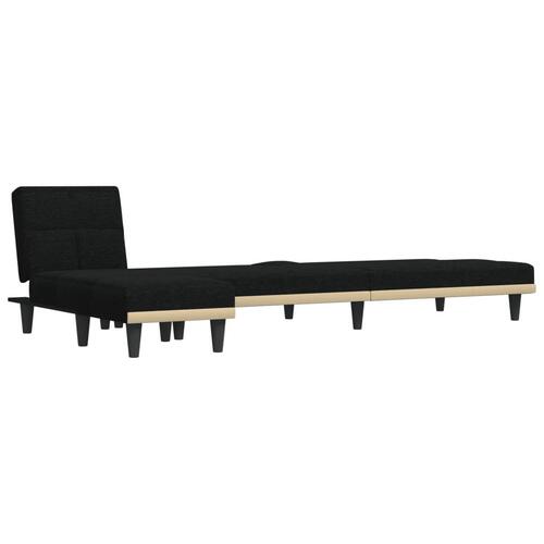 Sovesofa med chaiselong 255x140x70 cm stof sort