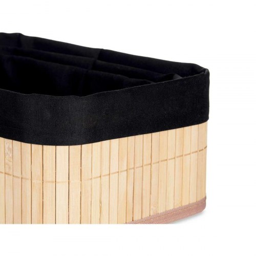 Opbevaringskurve sæt - Berilo bambus/tekstil, 3 dele (sort/natur)