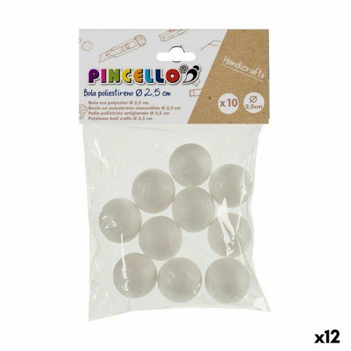 Kreativ hobby: polystyrenbolde Ø 2,5 cm - hvid, 12 stk.