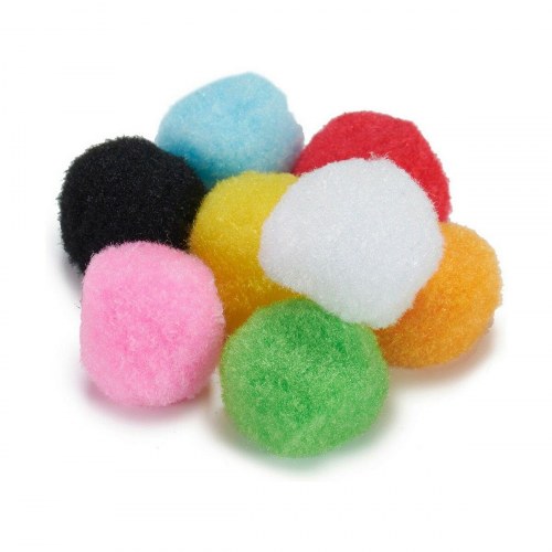 Pompon-bolde, multifarver, Ø 2 cm - 12 pak