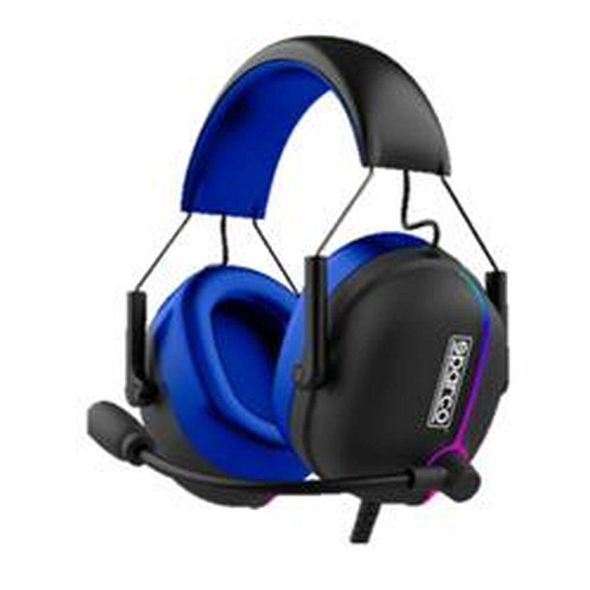 Sparco gaming headset med mikrofon - Sort/Blå, USB & 3,5 mm