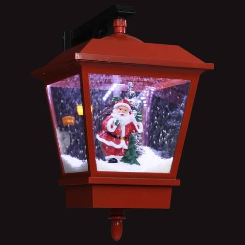 Julelampe med LED-lys og julemand 40x27x45 cm rød