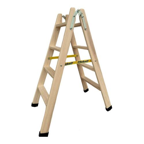 Sammenfoldelig stige med 4 trin Plabell Træ 114 x 31/48 cm