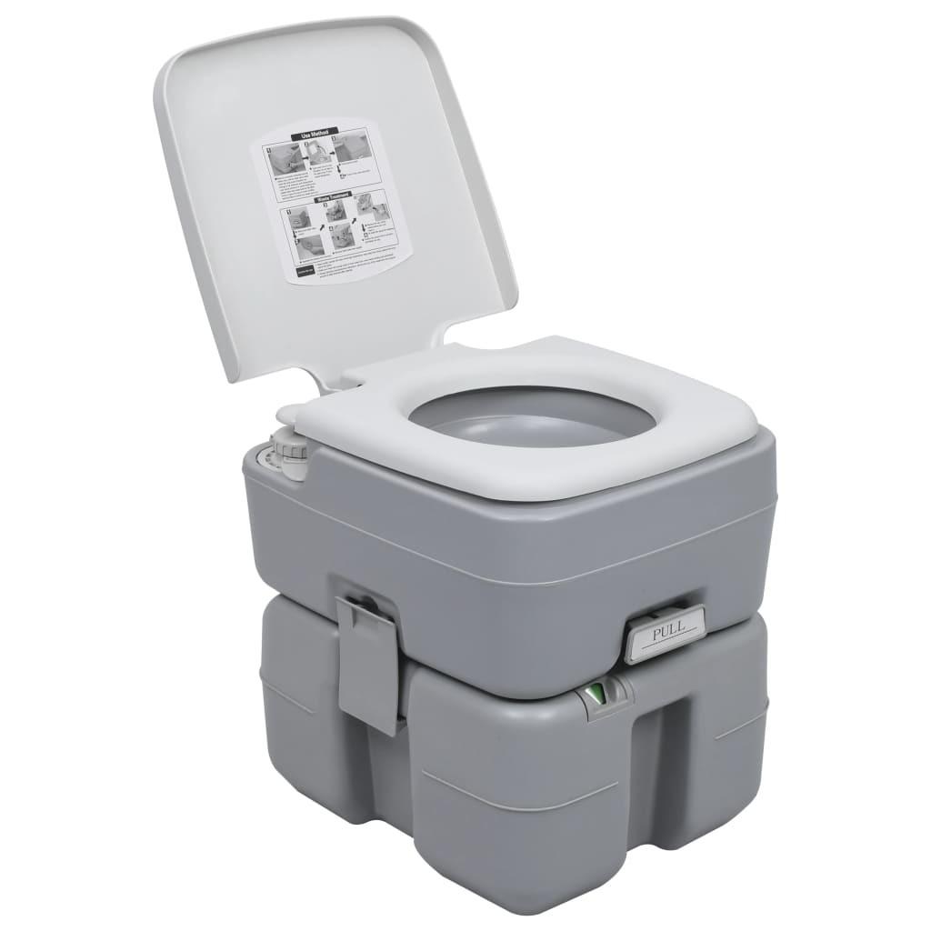 Transportabelt campingtoilet 20+10 l grå