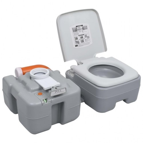 Transportabelt campingtoilet 20+10 l grå