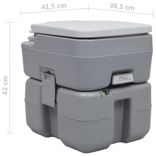 Transportabelt campingtoilet 20+10 l grå
