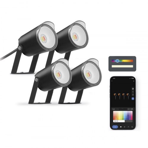 KSIX SmartLED LED spotlight - 4 stk., sort, 3000 K, IP65