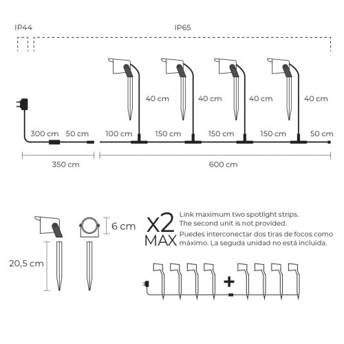 KSIX SmartLED LED spotlight - 4 stk., sort, 3000 K, IP65