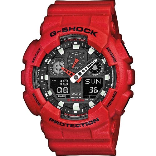 Herreur Casio G-Shock GA-100B-4AER - sort skive, rød rem (Ø 55 mm)