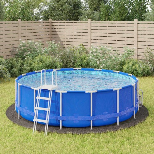 Poolunderlag Ø428 cm i polyester-geotekstil - lysegrå