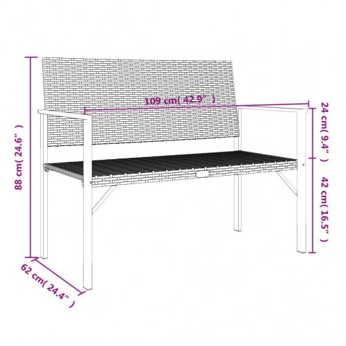 2-personers havebænk polyrattan sort