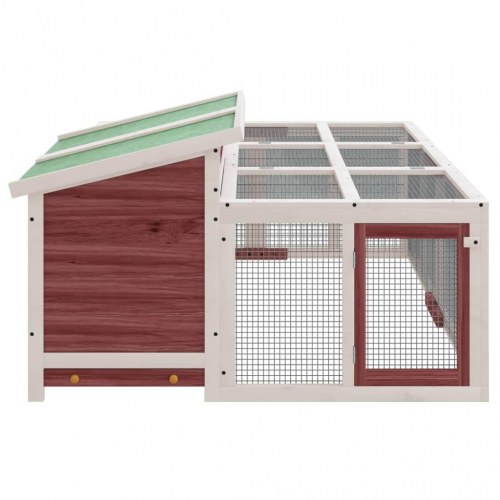 Kaninbur i massivt fyrretræ med løbegård - 144 × 123 × 67,5 cm, mokka/hvid