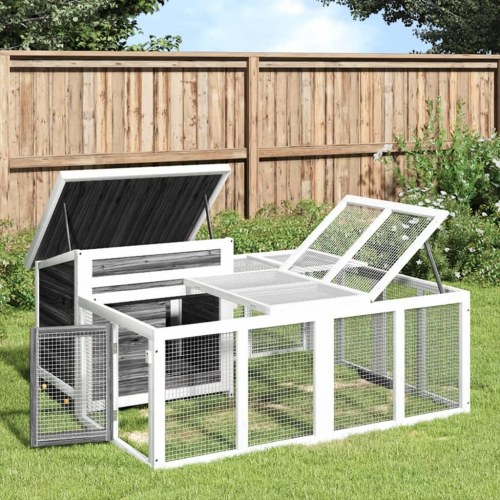 Kaninbur 144x123x67,5 cm massivt fyrretræ grå