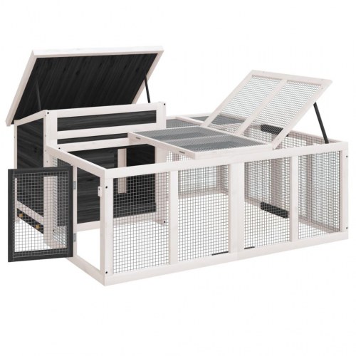 Kaninbur 144x123x67,5 cm massivt fyrretræ grå