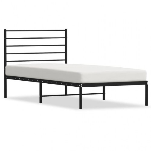 Sengeramme med sengegavl 90×200 cm - metal, sort