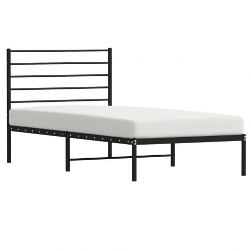 Sengeramme med sengegavl 90×200 cm - metal, sort