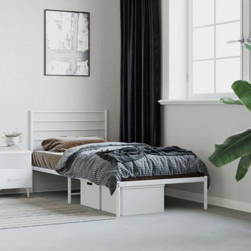Sengeramme i metal med hovedgærde 75×190 cm - hvid