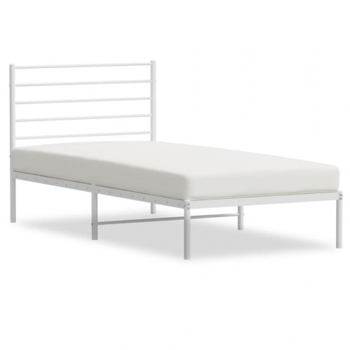 Sengeramme med sengegavl 90×200 cm - metal, hvid
