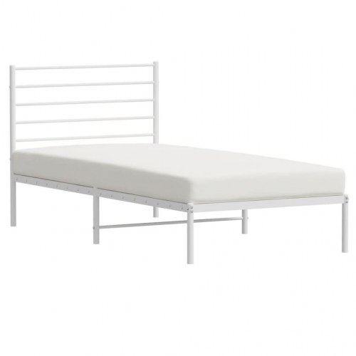 Sengeramme med sengegavl 100×190 cm - metal, hvid