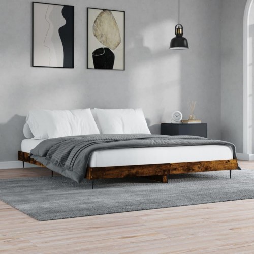 Sengeramme 150x200 cm i konstrueret træ - røget eg, uden madras