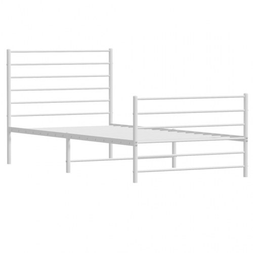Sengeramme med sengegavl og fodgærde 75x190 cm metal hvid
