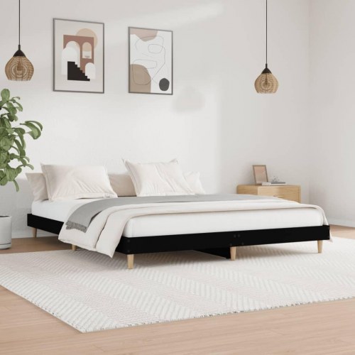 Sengestel uden madras 180x200 cm konstrueret træ sort