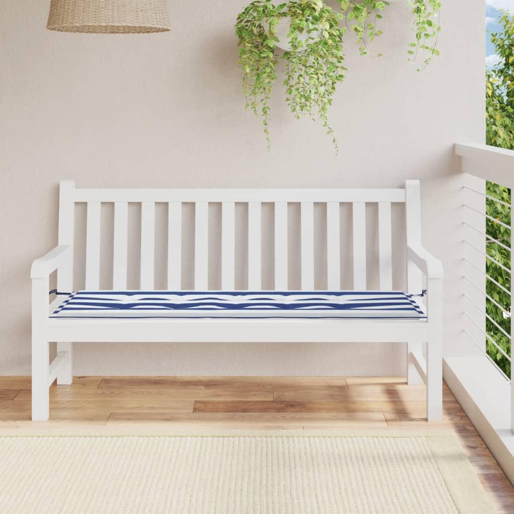 Hynde til havebænk 150x50x4 cm striber oxfordstof blå og hvid