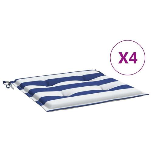 Hynder til havestole 4 stk. 50x50x4 cm stof striber blå og hvid